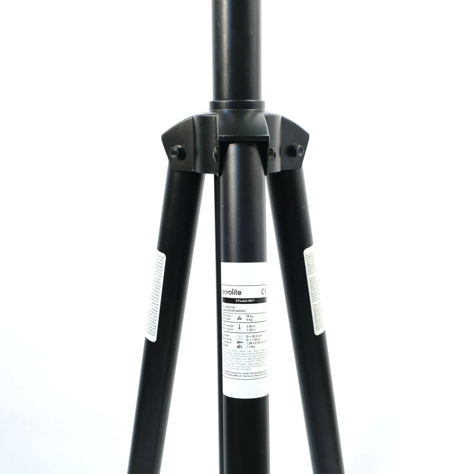Stahlstativ ohne Querträger, Maximallast 18 kg, Maximalhöhe 340 cm – Bild 3